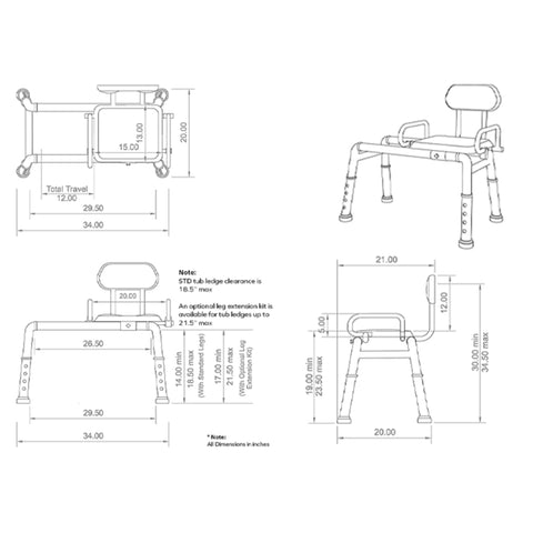 Allvibrant Swivel Tub Transfer Bench